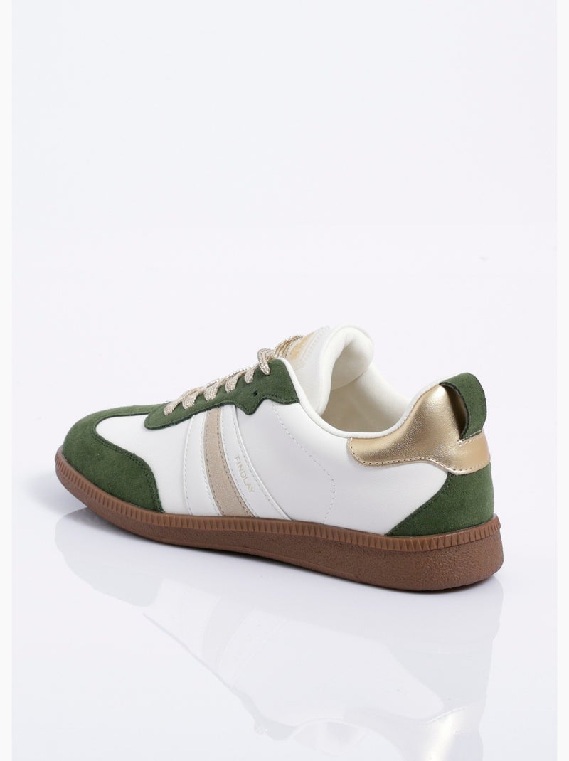 Sneakers style rétro, lacets métallisés - afibel Vert - Kiabi