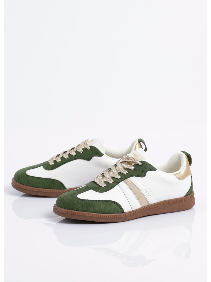Sneakers style rétro, lacets métallisés - afibel Vert - Kiabi