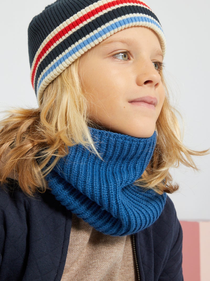 Snood chaud bi-matière Bleu canard - Kiabi