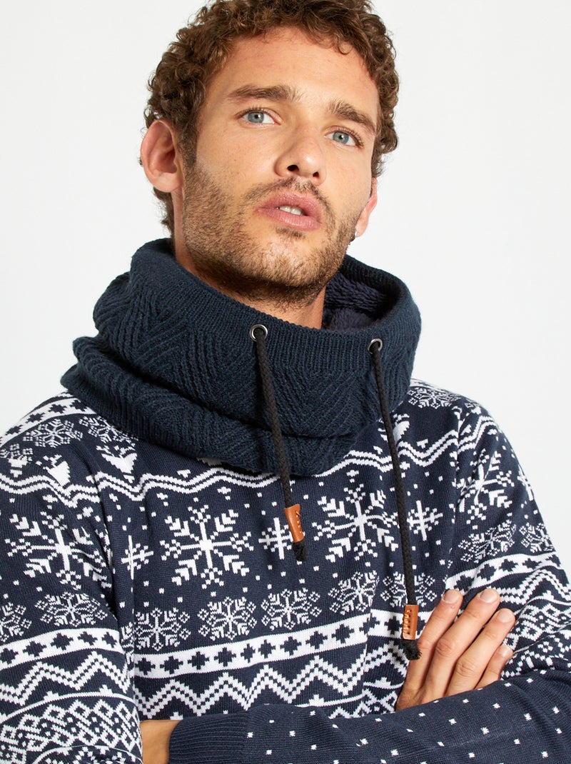 Snood fourré effet moutonné bleu marine - Kiabi