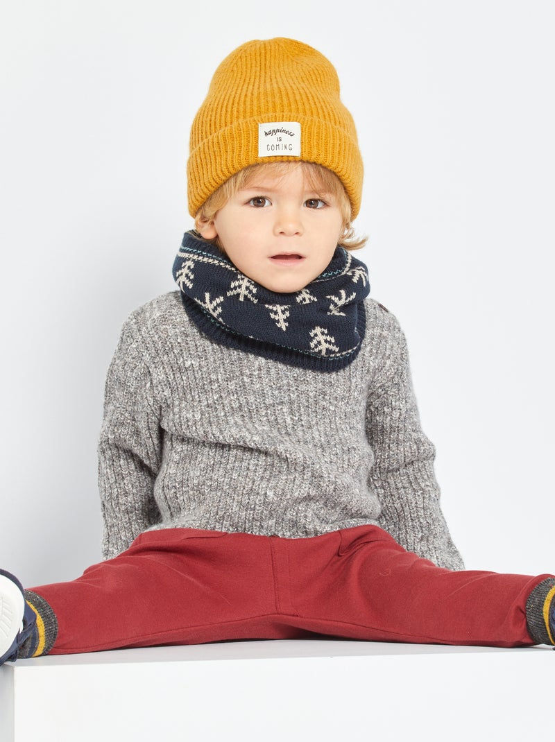 Snood jacquard esprit 'Noël' bleu marine - Kiabi