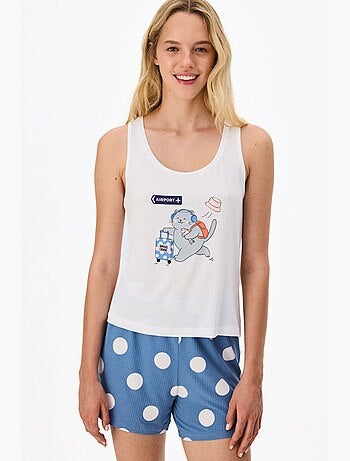 Snooze cruise ensemble de pyjama short à motif chat penti