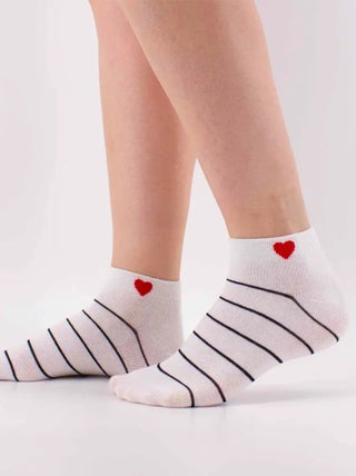 Socquette Coeur Côté Rayures | Titeschaussettes