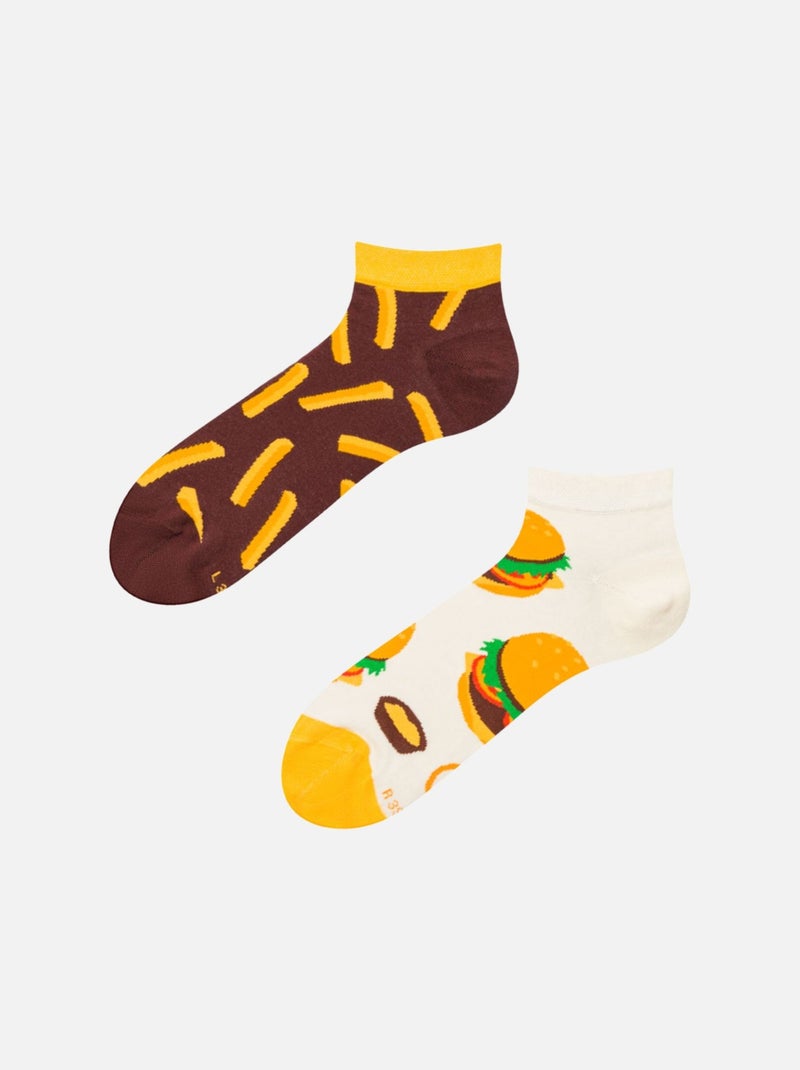 Socquettes Burger Frites Blanc Marron - Kiabi