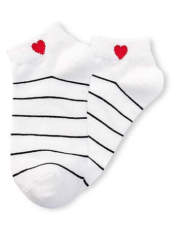 Socquettes Coeur Côté Rayures