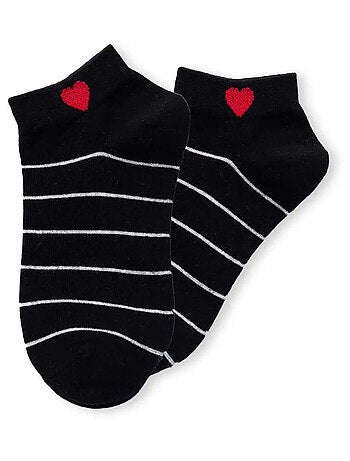 Socquettes Coeur Côté Rayures
