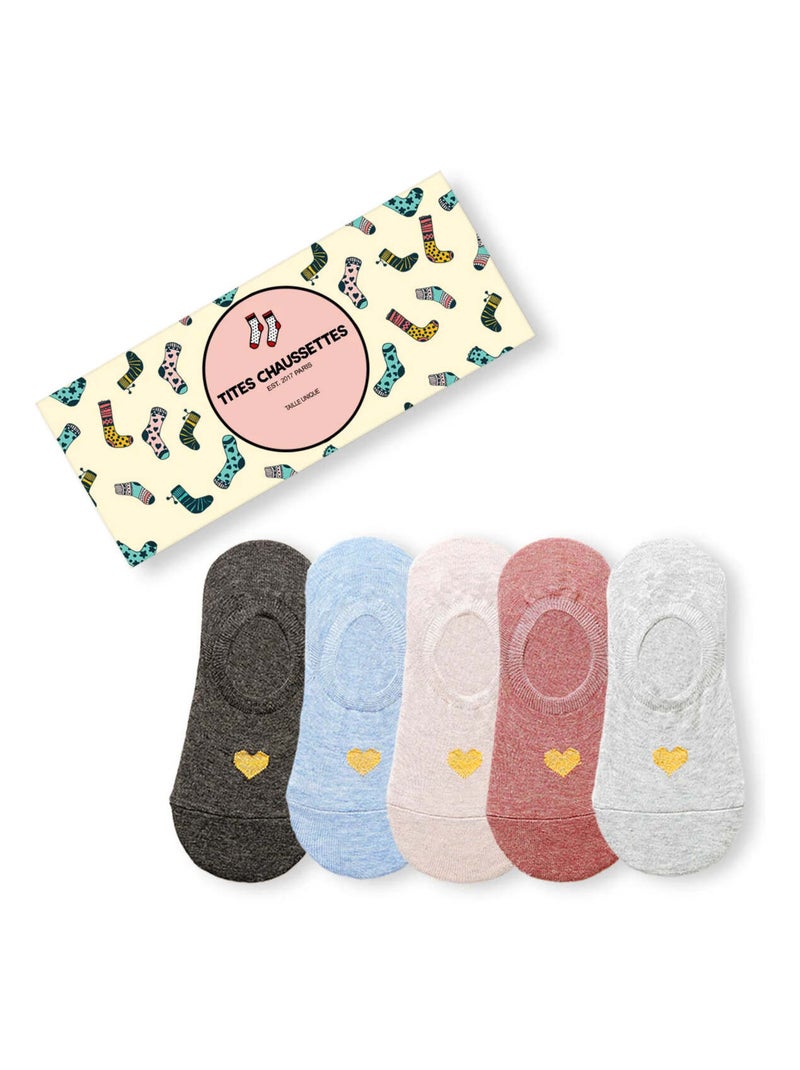 Socquettes Coeur Doré Invisible (Lot x5) | Titeschaussettes Multicolore - Kiabi