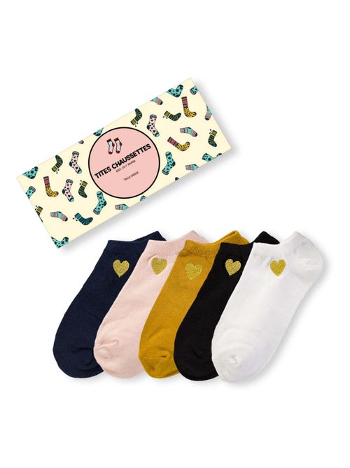 Socquettes Cœur Dorée (Lot x5)   | Titeschaussettes - Kiabi