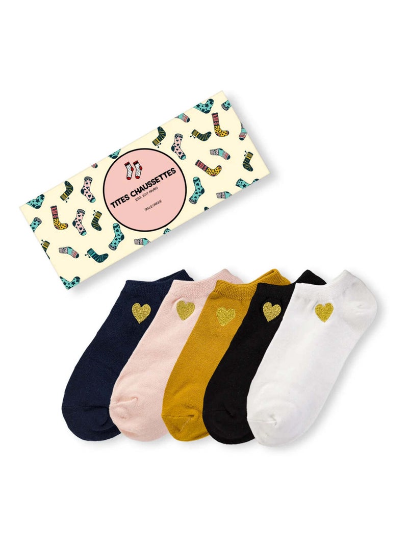 Socquettes Cœur Dorée (Lot x5)   | Titeschaussettes Multicolore - Kiabi