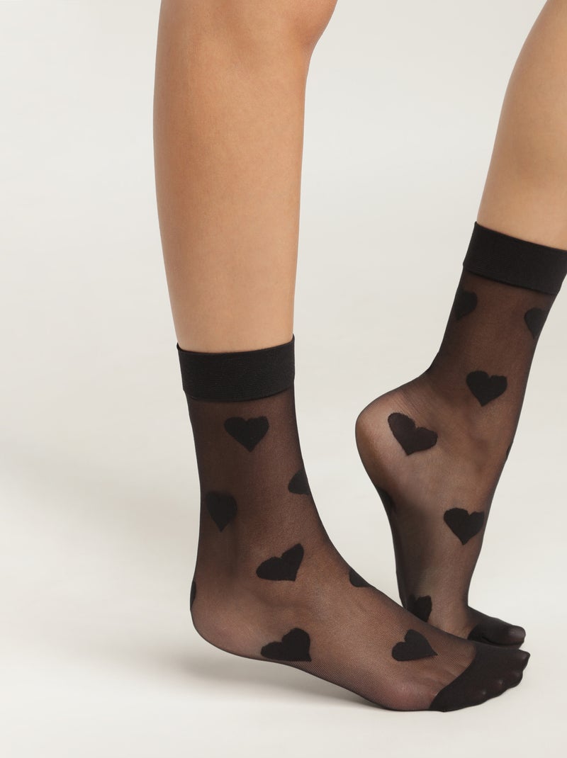 Socquettes cœur multiples Style Noir - Kiabi