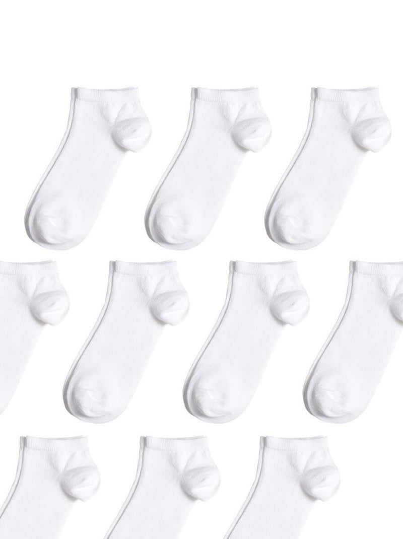Socquettes Coton Prémium - Lot 10 Paires - Fabrication UE Blanc - Kiabi