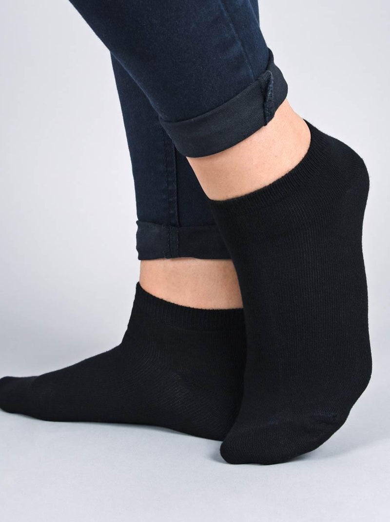 Socquettes Coton Prémium - Lot 10 Paires - Fabrication UE Noir - Kiabi