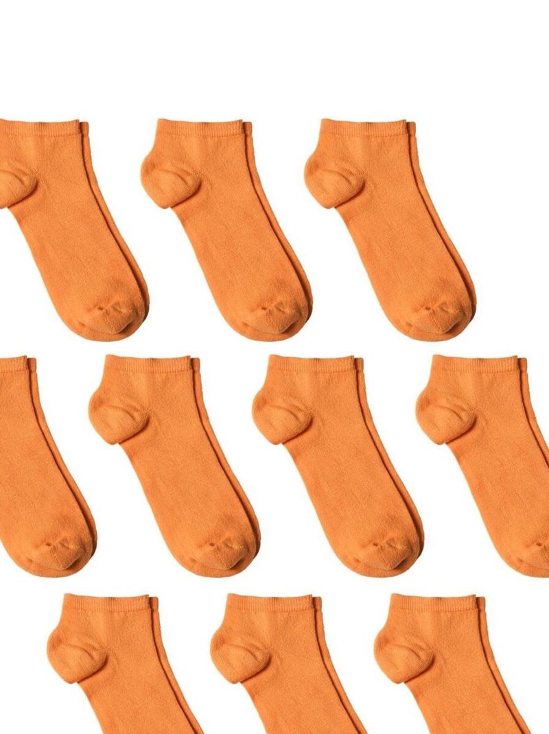 Socquettes Coton Prémium - Lot 10 Paires - Fabrication UE Orange - Kiabi