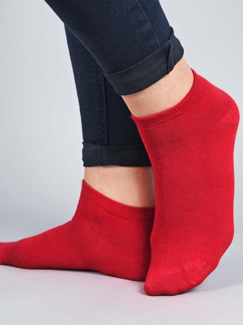 Socquettes Coton Prémium - Lot 10 Paires - Fabrication UE Rouge - Kiabi