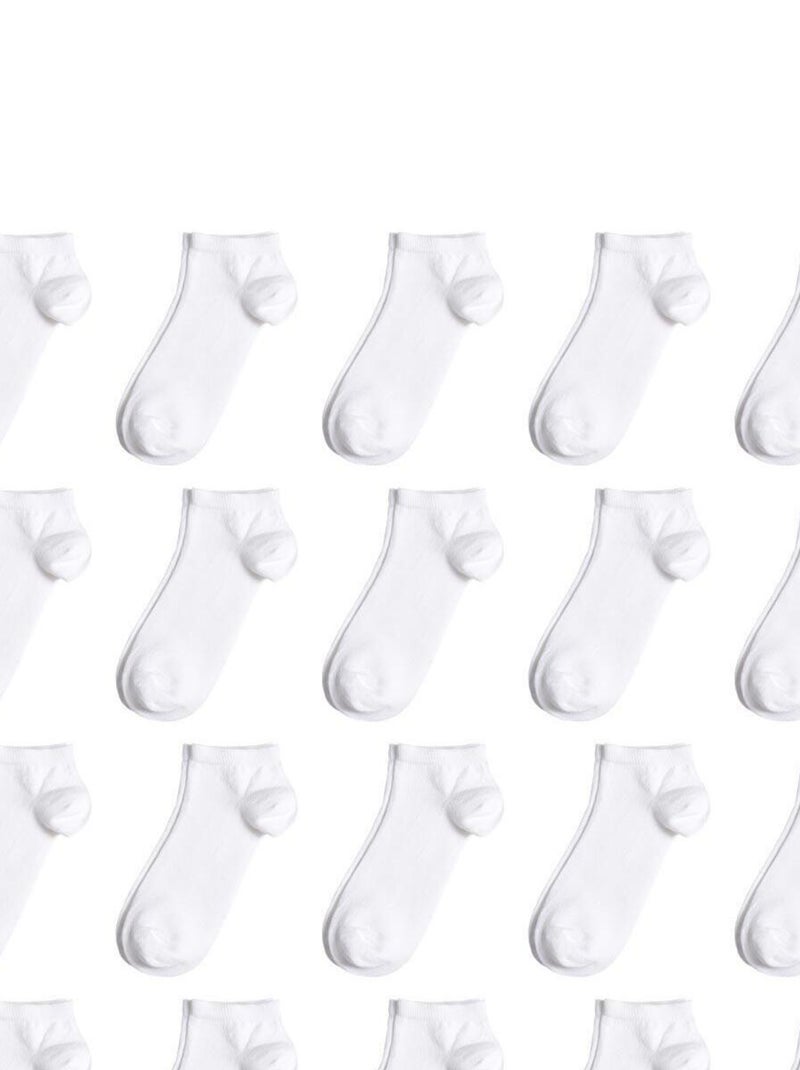 Socquettes Coton Prémium - Lot 20 Paires - Fabrication UE Blanc - Kiabi