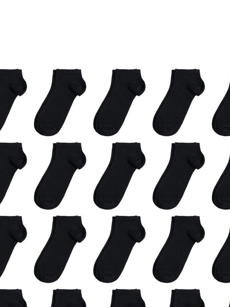 Socquettes Coton Prémium - Lot 20 Paires - Fabrication UE Noir - Kiabi