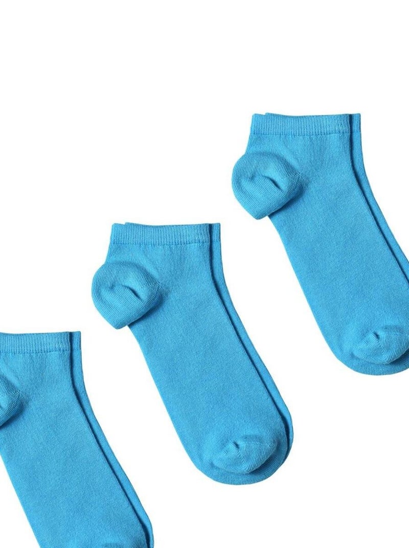 Socquettes Coton Prémium - Lot 3 Paires - Fabrication UE Bleu ciel - Kiabi