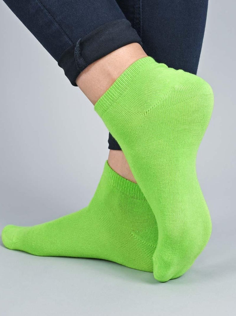 Socquettes Coton Prémium - Lot 3 Paires - Fabrication UE Vert jade - Kiabi