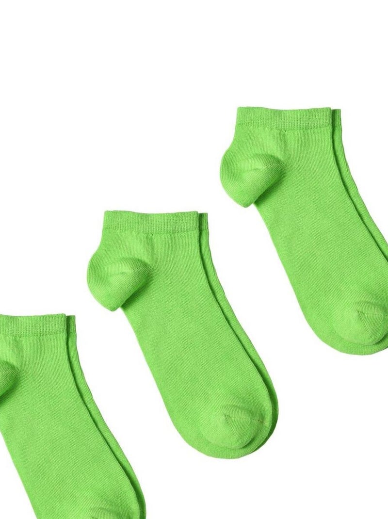 Socquettes Coton Prémium - Lot 3 Paires - Fabrication UE Vert jade - Kiabi