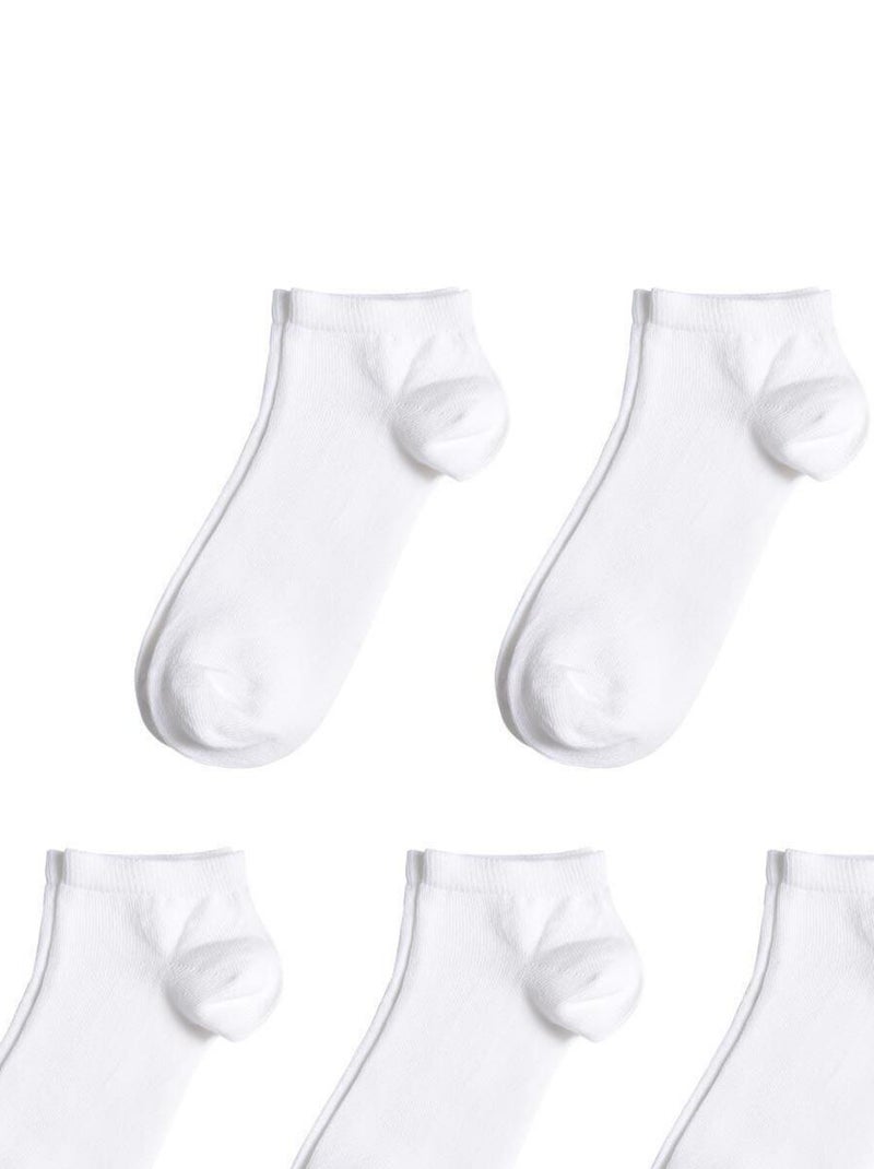 Socquettes Coton Prémium - Lot 5 Paires - Fabrication UE Blanc - Kiabi