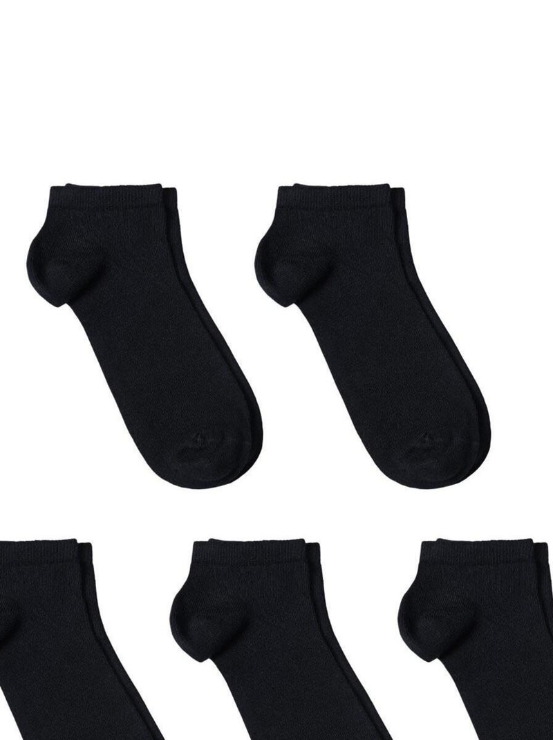 Socquettes Coton Prémium - Lot 5 Paires - Fabrication UE Noir - Kiabi
