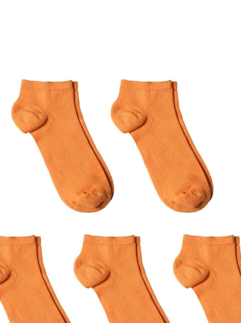 Socquettes Coton Prémium - Lot 5 Paires - Fabrication UE Orange - Kiabi