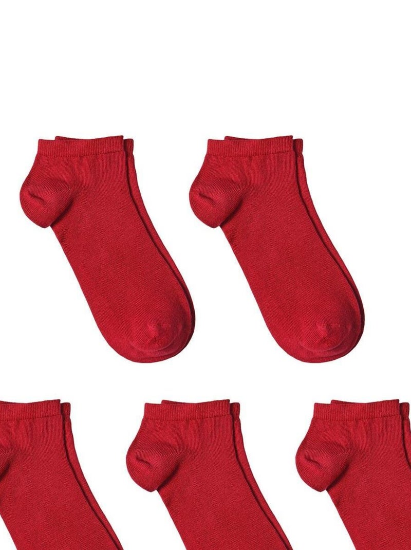 Socquettes Coton Prémium - Lot 5 Paires - Fabrication UE Rouge - Kiabi