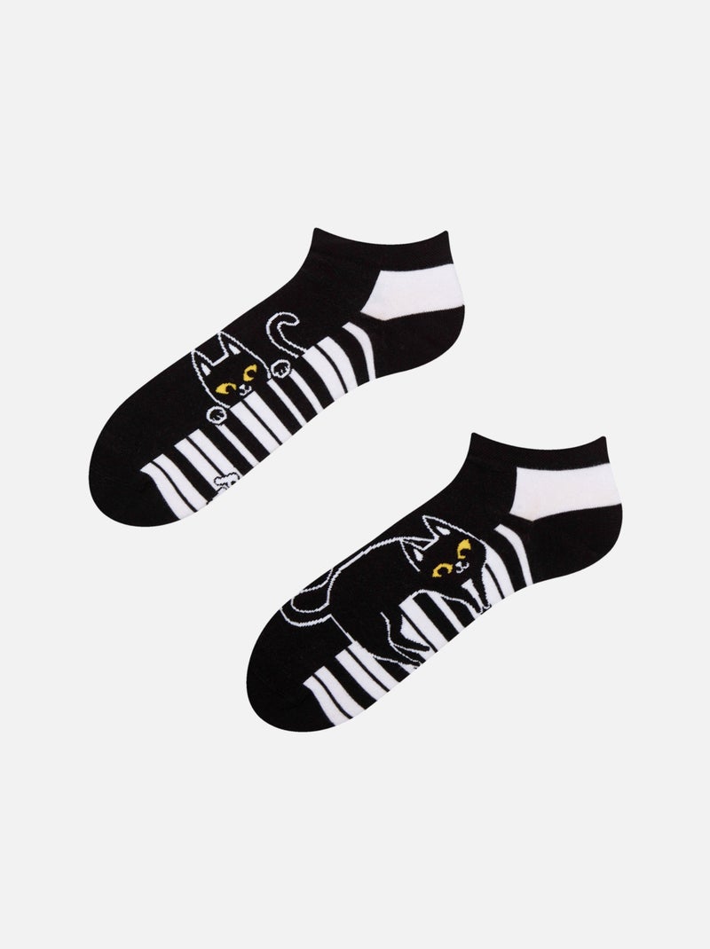 Socquettes Dedoles Le Chat Joue du Piano Debout Noir Blanc - Kiabi