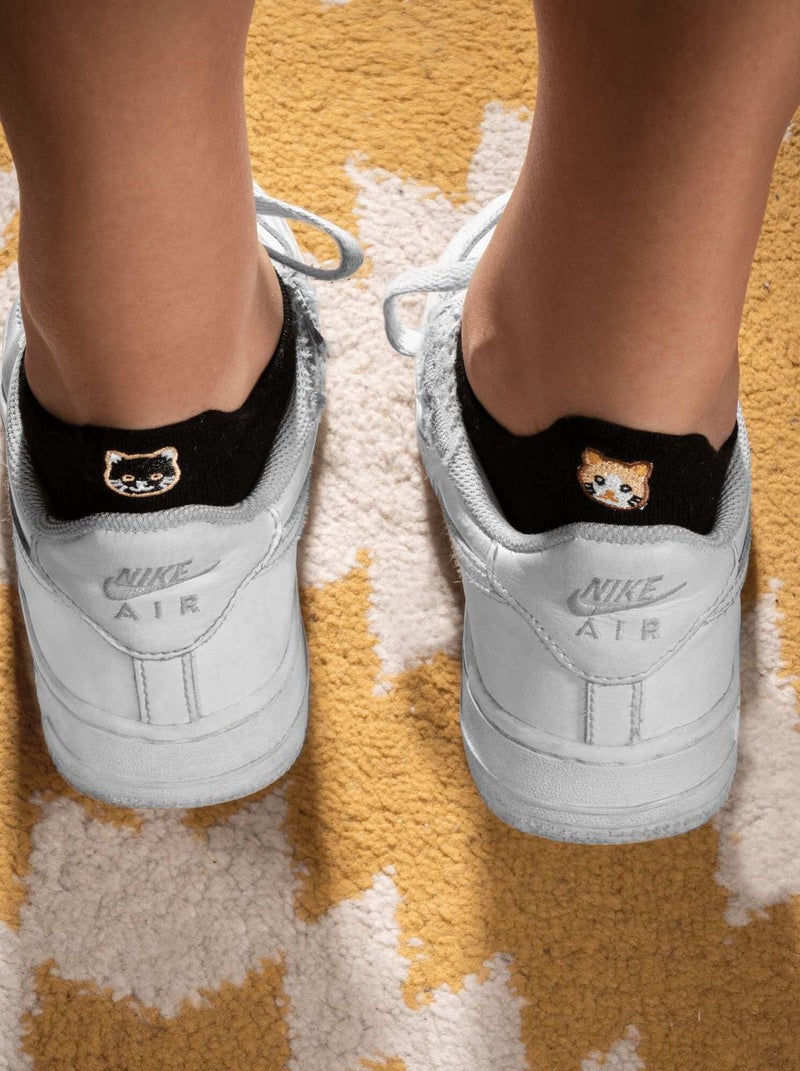 Socquettes En Coton Chat- SockUp- 35-42 Noir - Kiabi