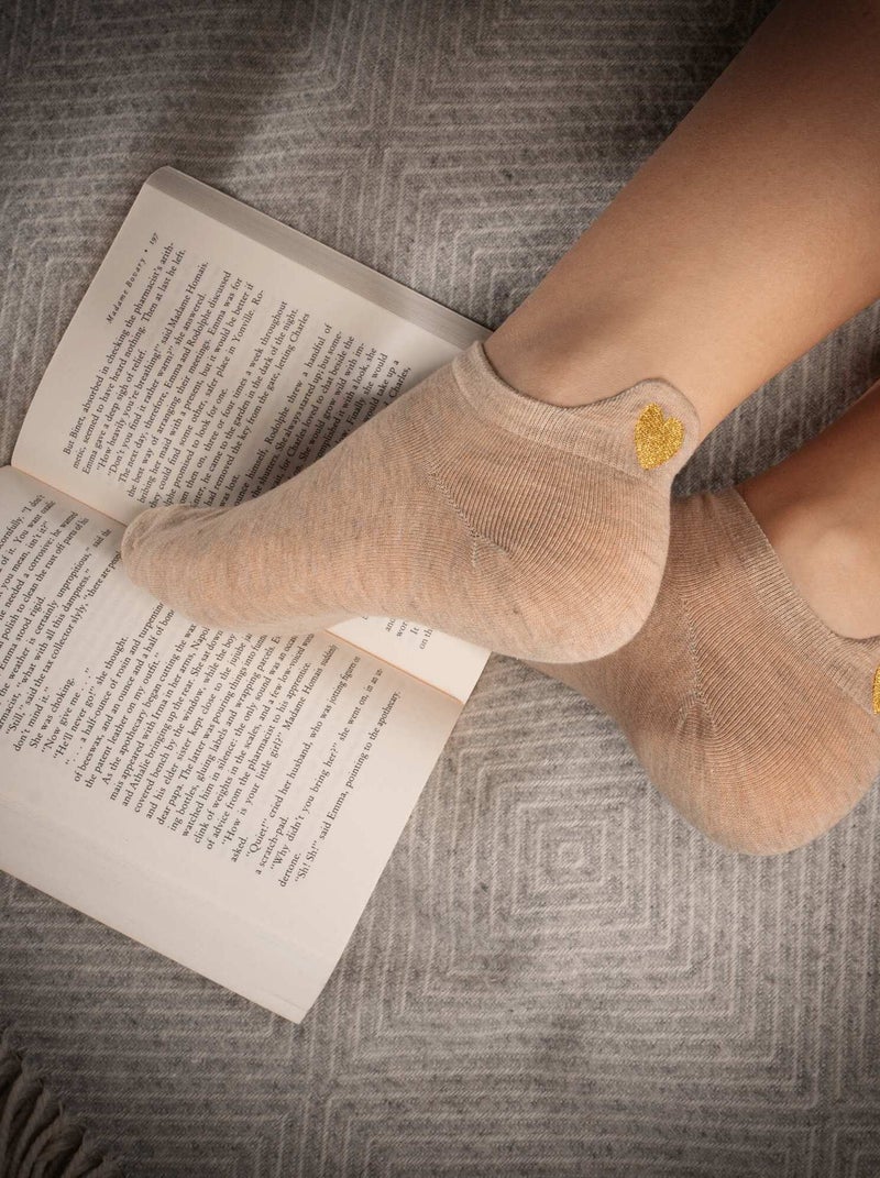 Socquettes En Coton Coeur- SockUp- 35-42 Beige - Kiabi