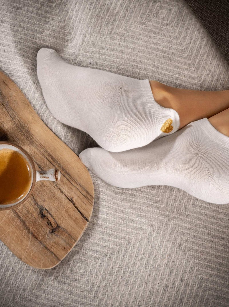 Socquettes En Coton Coeur- SockUp- 35-42 Blanc - Kiabi