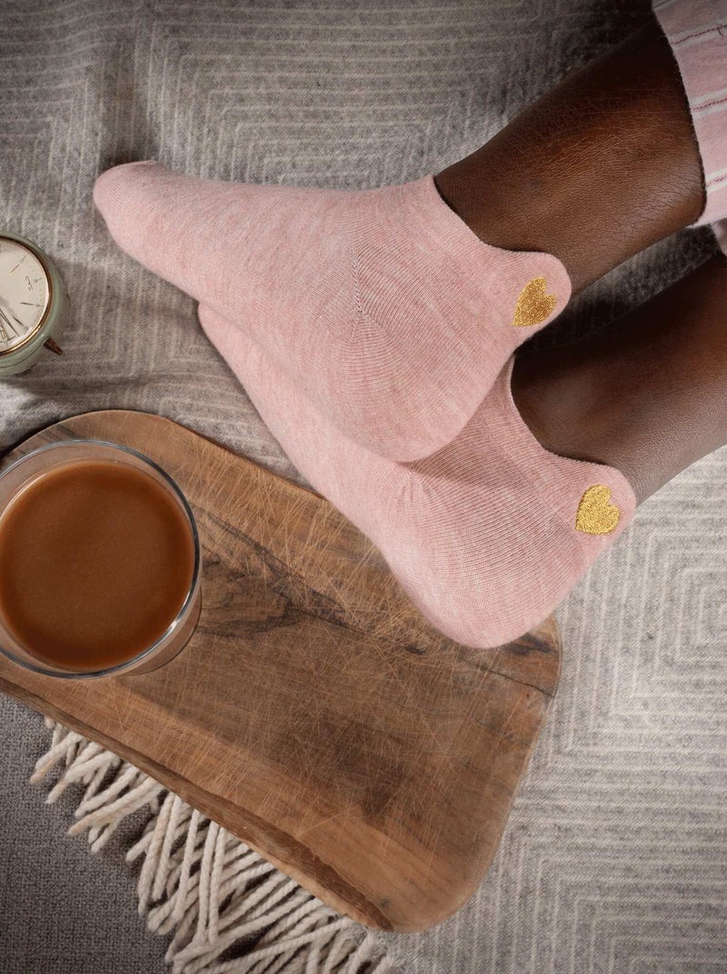 Socquettes En Coton Coeur- SockUp- 35-42 Rose - Kiabi