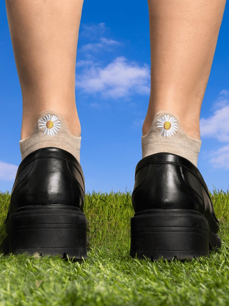 Socquettes En Coton Fleurs- SockUp- 35-42 Beige - Kiabi