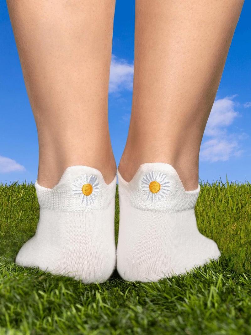Socquettes En Coton Fleurs- SockUp- 35-42 Blanc - Kiabi