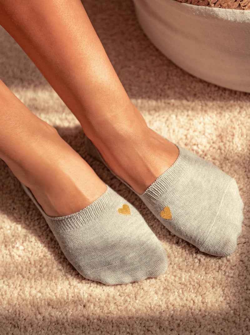 Socquettes En Coton Invisibles Coeur Doré- SockUp- 35-42 Gris - Kiabi