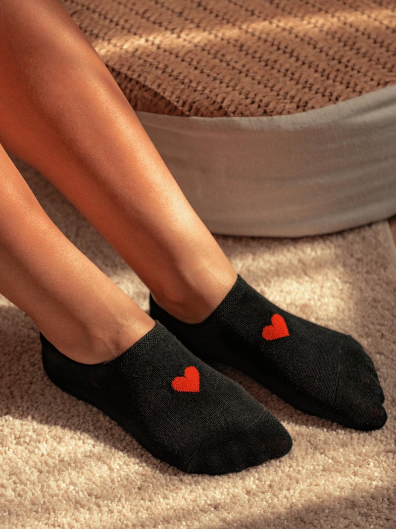Socquettes En Coton Invisibles Coeur Rouge- SockUp- 35-42 Noir - Kiabi