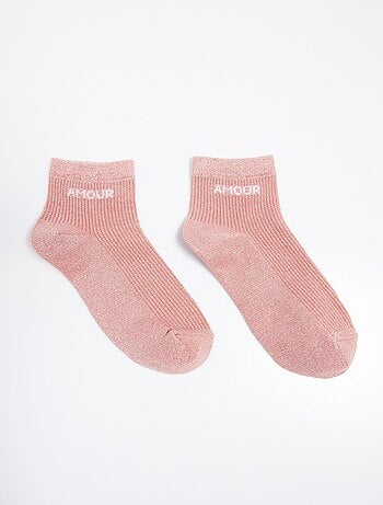 Socquettes fil métallisé, message AMOUR