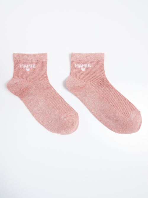Socquettes fil métallisé, message MAMIE - Kiabi