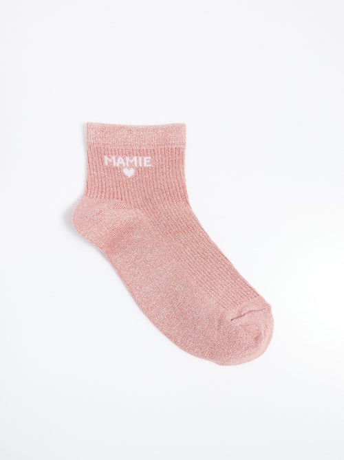 Socquettes fil métallisé, message MAMIE - Kiabi
