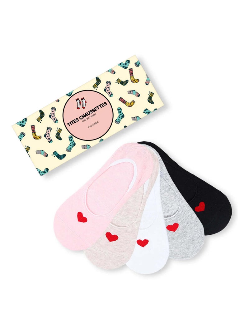 Socquettes Invisible Coeur (Lot x5) | Titeschaussettes Multicolore - Kiabi