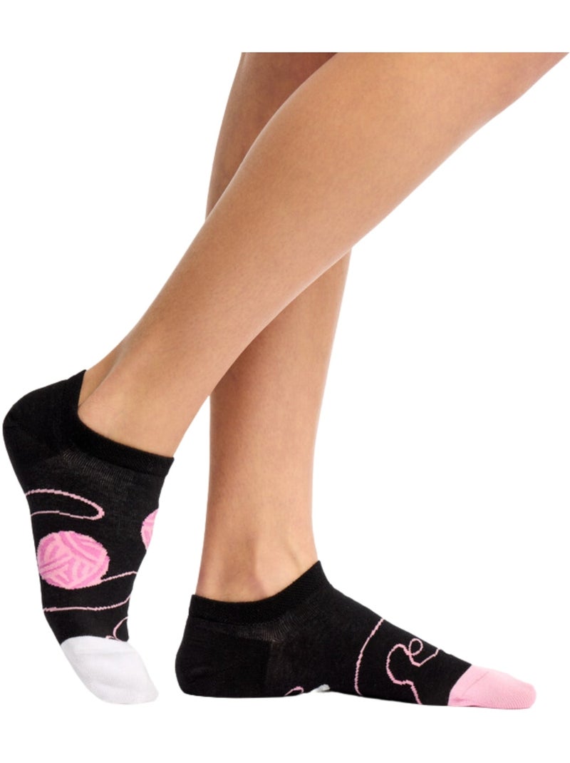 Socquettes invisibles Chat et Pelote de Laine Noir - Kiabi