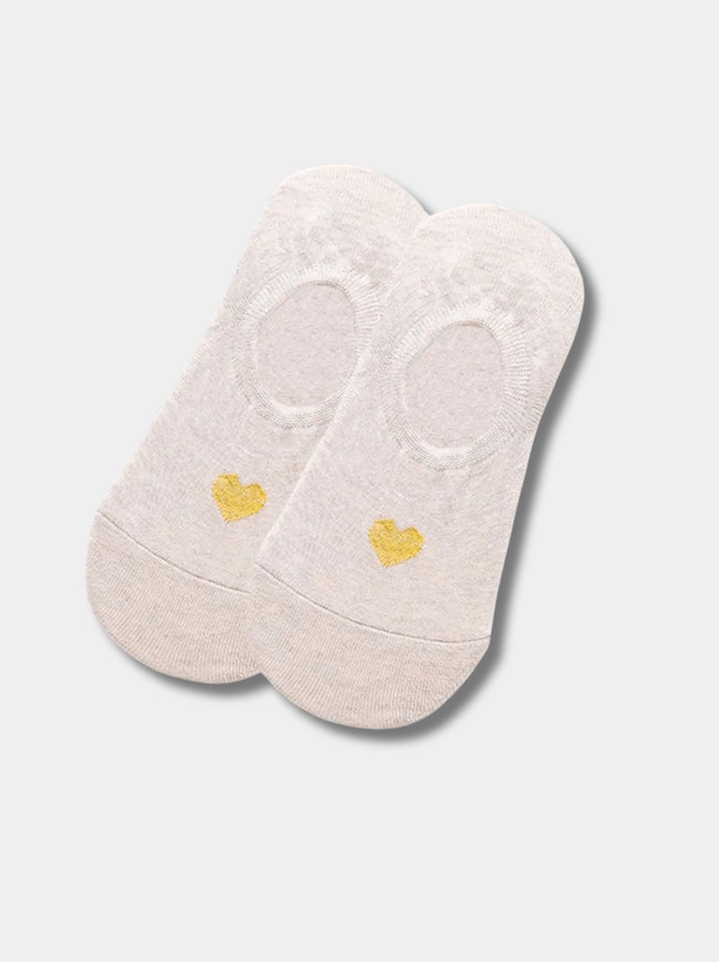 Socquettes Invisibles Coeur Doré Beige - Kiabi