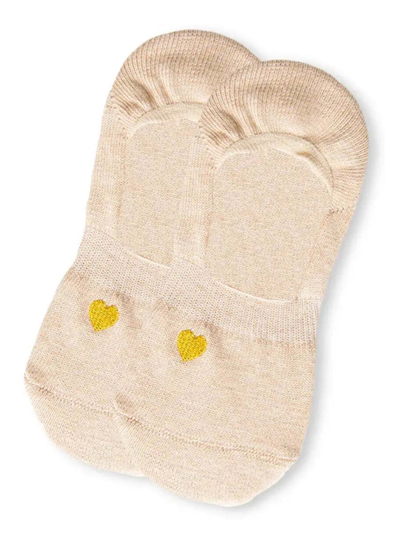 Socquettes Invisibles Petit Coeur Doré | Titeschaussettes Beige - Kiabi