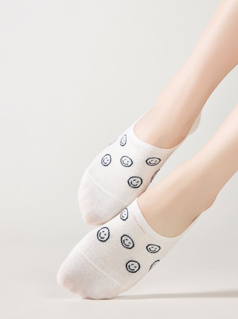 Socquettes Invisibles Smiley Blanc - Kiabi