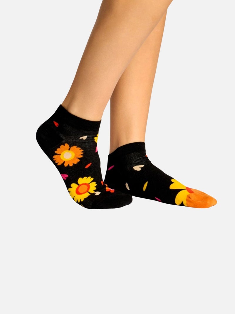 Socquettes Je t'aime, un peu, beaucoup Noir Orange - Kiabi