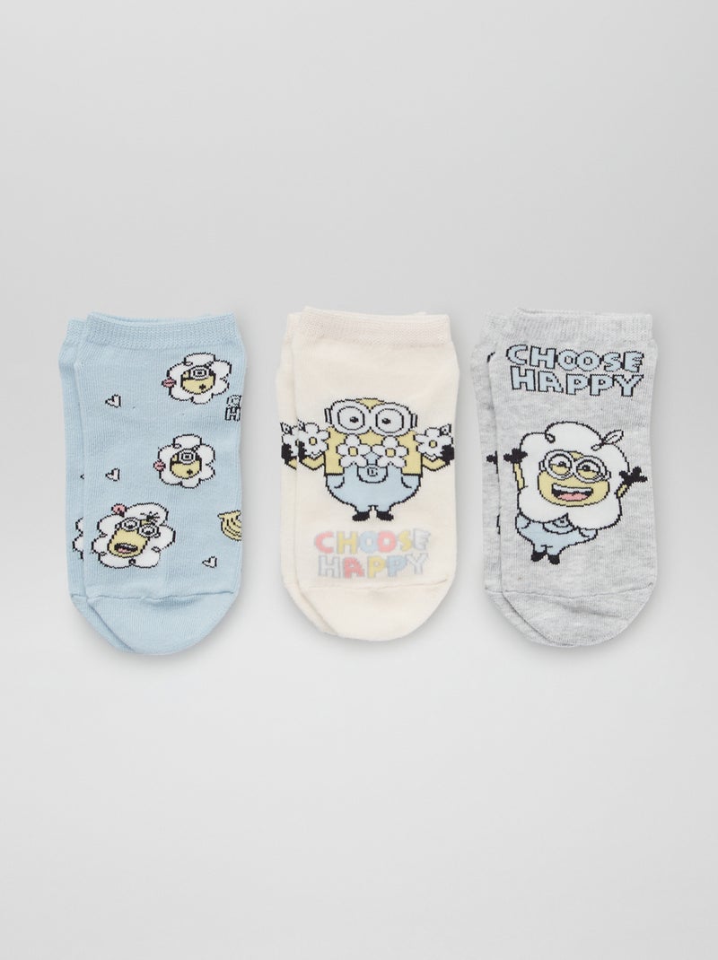 Socquettes 'Minions' - Lot de 3 Gris/bleu/beige - Kiabi