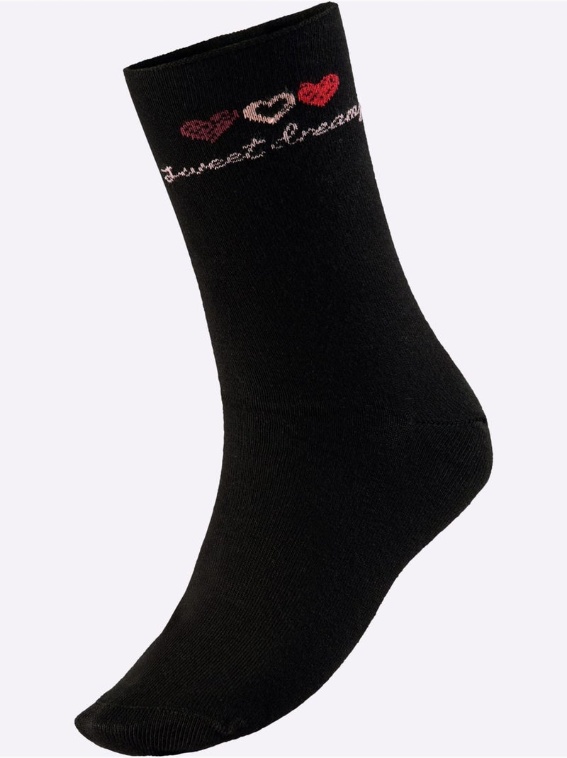 Socquettes Pour Dames Qualité Coton - Taille Standard - Witt - Lot de 2 Noir Rouge - Kiabi