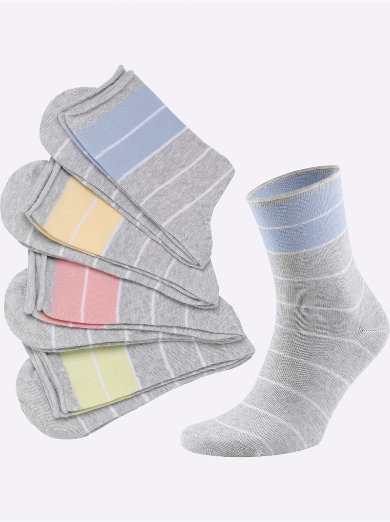Socquettes Pour Dames Qualité Coton - Taille Standard - Witt - Lot de 4 Multicolore - Kiabi