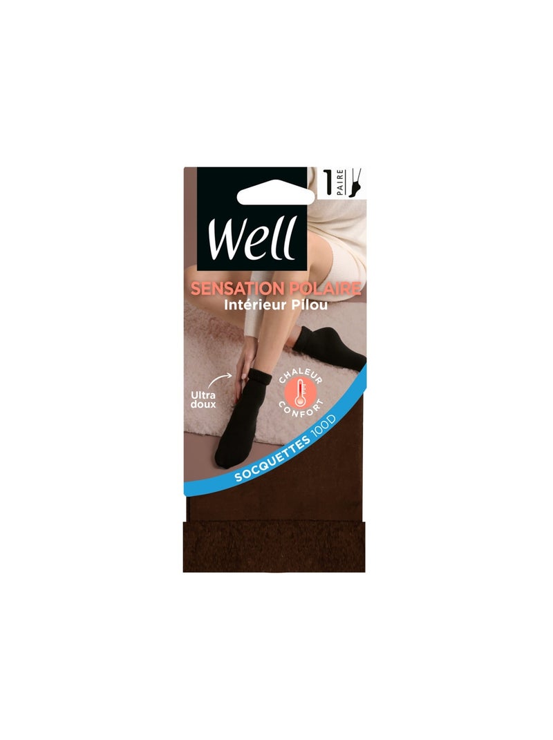 Socquettes SENSATION POLAIRE Marron chocolat - Kiabi