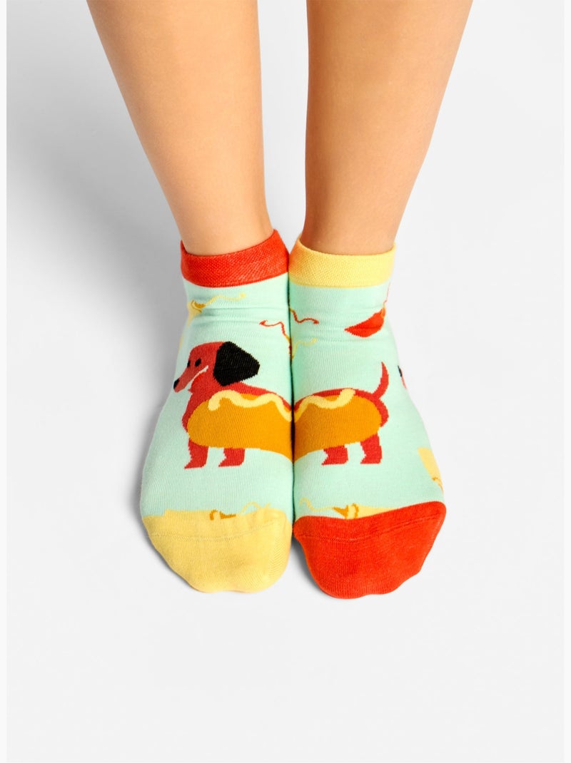 Socquettes Teckel Hotdog Turquoise - Kiabi